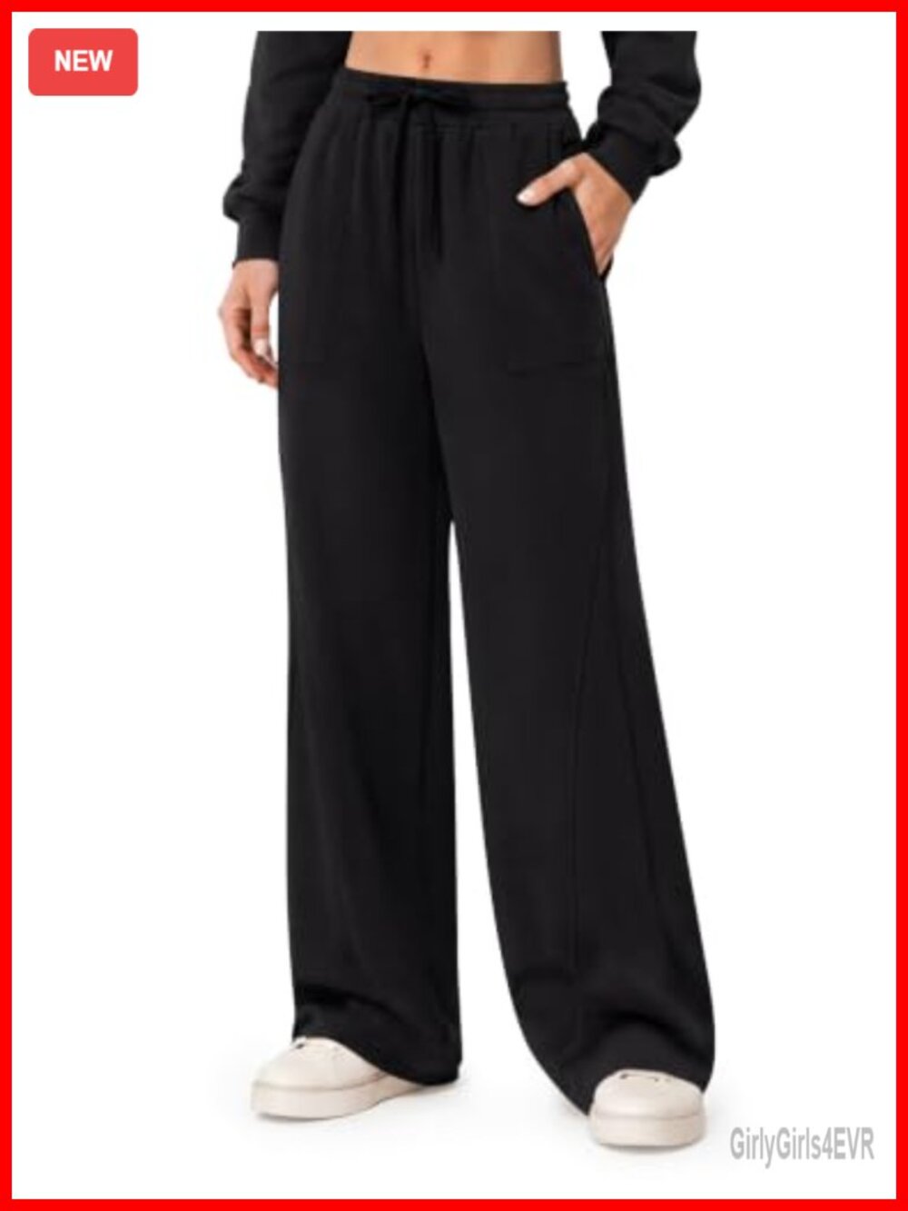 Women's Fleece Wide Leg Sweatpants Drawstring Lounge Pants